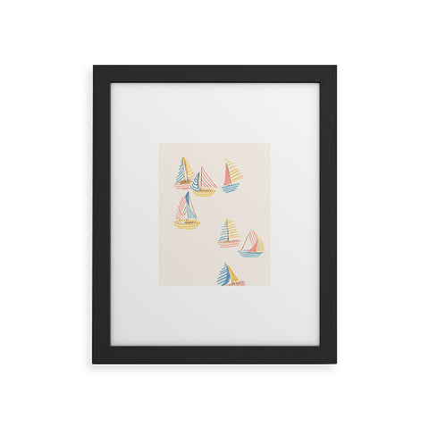 Sabina Fenn Illustration Striped sailboats Framed Art Print