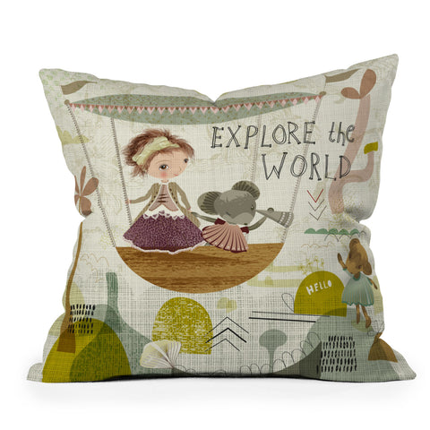 Sabine Reinhart Explore the World Outdoor Throw Pillow