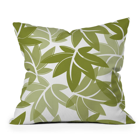 Sabine Reinhart Green Leaves Outdoor Throw Pillow