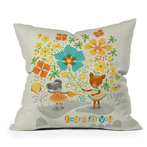 Sabine Reinhart I care for you Outdoor Throw Pillow