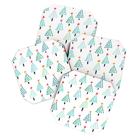 Sam Osborne Dotty Christmas Trees Polar Coaster Set