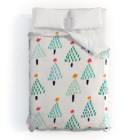 Sam Osborne Dotty Christmas Trees Polar Duvet Cover