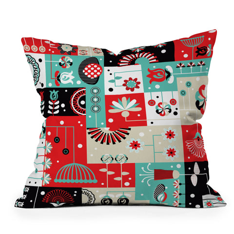 Sam Osborne Floral Grid Outdoor Throw Pillow