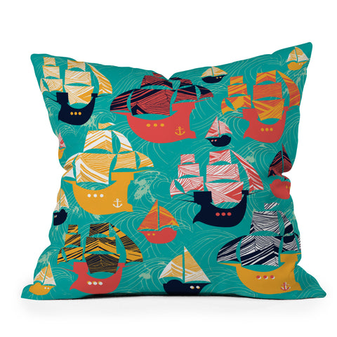 Sam Osborne Pirate Ships Outdoor Throw Pillow