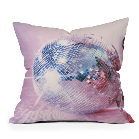Samantha Hearn Pink Disco Ball Outdoor Throw Pillow