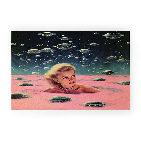 Samantha Hearn Pink Pool Vintage Collage Art Welcome Mat