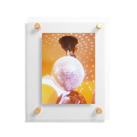 Samantha Hearn Yellow Groovy Disco Ball Floating Acrylic Print