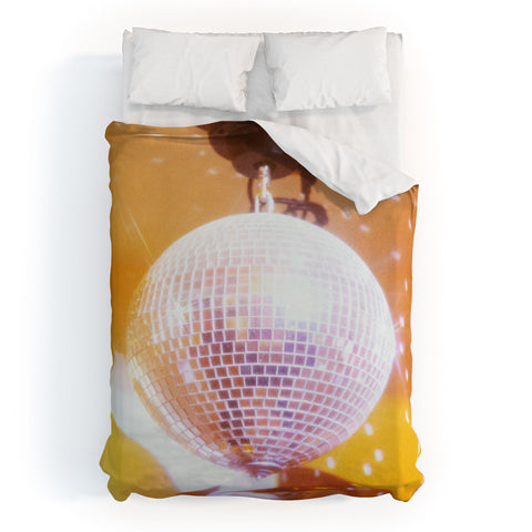 Samantha Hearn Yellow Groovy Disco Ball Duvet Cover
