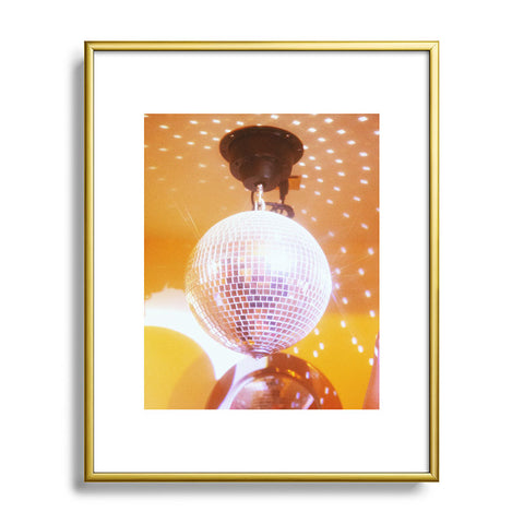 Samantha Hearn Yellow Groovy Disco Ball Metal Framed Art Print