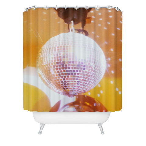 Samantha Hearn Yellow Groovy Disco Ball Shower Curtain
