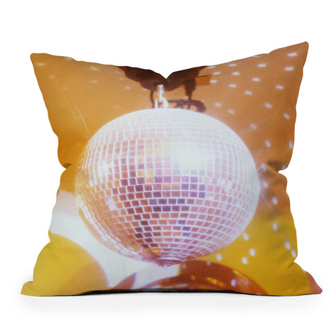 Samantha Hearn Yellow Groovy Disco Ball Throw Pillow