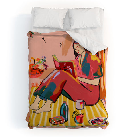 sandrapoliakov AUTUMN PICNIC IN A PARK Duvet Cover