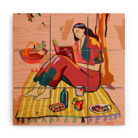 sandrapoliakov AUTUMN PICNIC IN A PARK Wood Wall Mural