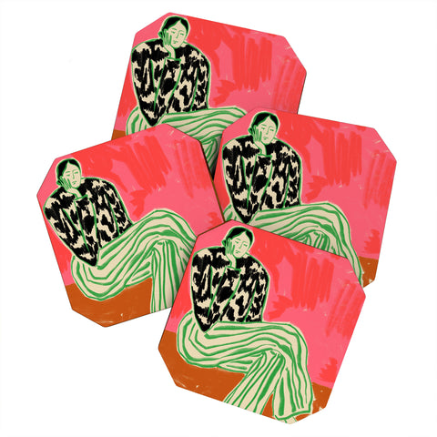 sandrapoliakov CALM WOMAN PORTRAIT Coaster Set