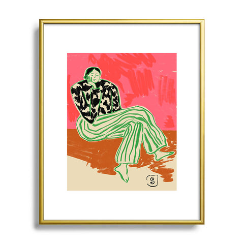 sandrapoliakov CALM WOMAN PORTRAIT Metal Framed Art Print