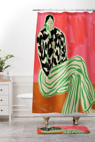 sandrapoliakov CALM WOMAN PORTRAIT Shower Curtain And Mat