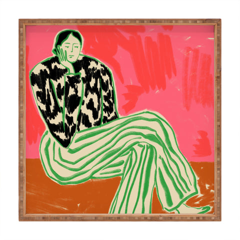 sandrapoliakov CALM WOMAN PORTRAIT Square Tray