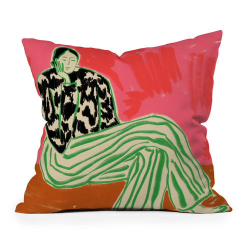 sandrapoliakov CALM WOMAN PORTRAIT Outdoor Throw Pillow