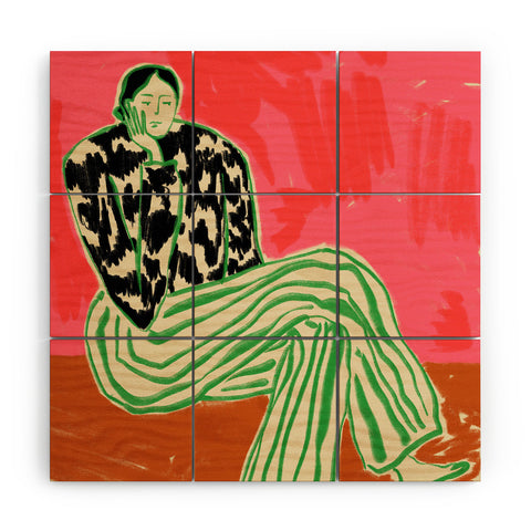 sandrapoliakov CALM WOMAN PORTRAIT Wood Wall Mural