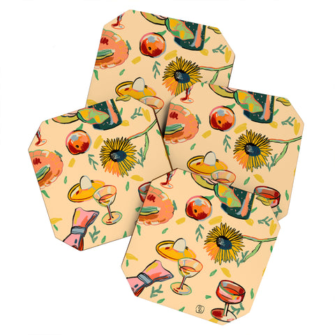 sandrapoliakov COCKTAILS IN THE GARDEN Coaster Set