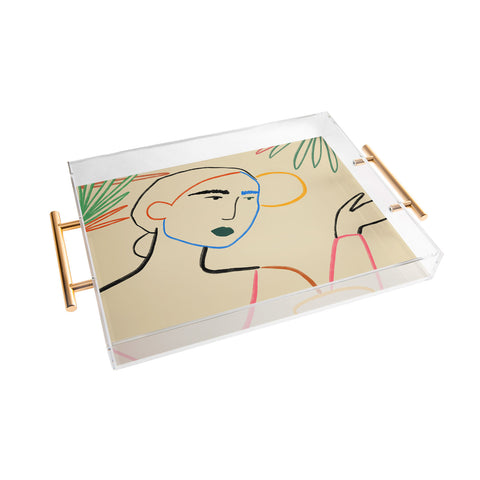 sandrapoliakov COFFEE IN THE GARDEN Acrylic Tray