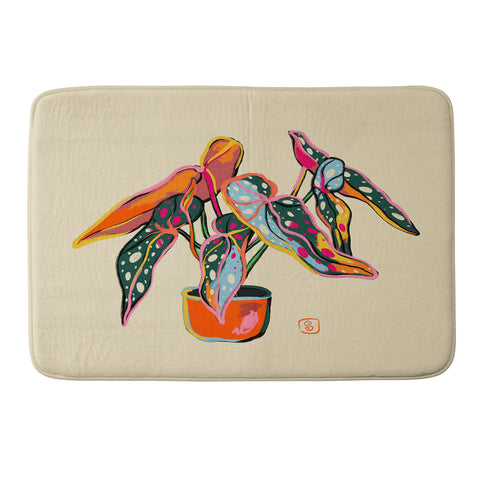 sandrapoliakov COLOURFUL BEGONIA PLANT Memory Foam Bath Mat