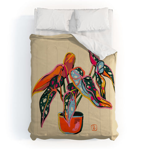 sandrapoliakov COLOURFUL BEGONIA PLANT Comforter
