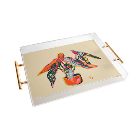sandrapoliakov COLOURFUL BEGONIA PLANT Acrylic Tray