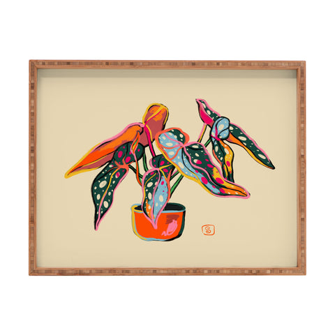 sandrapoliakov COLOURFUL BEGONIA PLANT Rectangular Tray