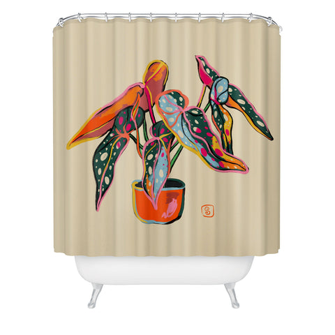 sandrapoliakov COLOURFUL BEGONIA PLANT Shower Curtain
