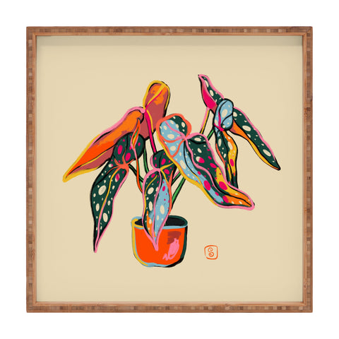 sandrapoliakov COLOURFUL BEGONIA PLANT Square Tray