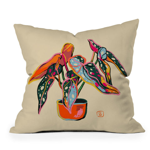 sandrapoliakov COLOURFUL BEGONIA PLANT Throw Pillow