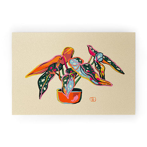 sandrapoliakov COLOURFUL BEGONIA PLANT Welcome Mat
