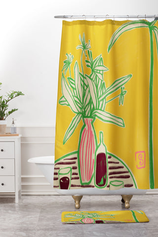 sandrapoliakov CONVERSATION BY THE SEA Shower Curtain And Mat