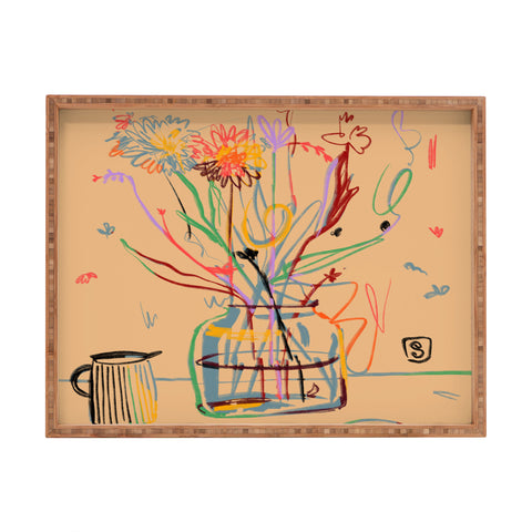 sandrapoliakov FLOWER FESTIVAL I Rectangular Tray