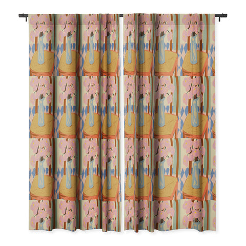 sandrapoliakov FLOWERS ON A CHAIR Blackout Window Curtain