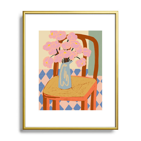 sandrapoliakov FLOWERS ON A CHAIR Metal Framed Art Print