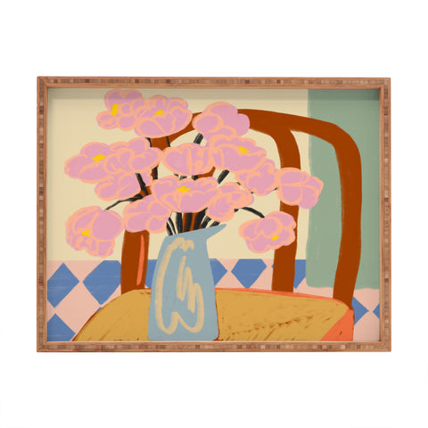 sandrapoliakov FLOWERS ON A CHAIR Rectangular Tray