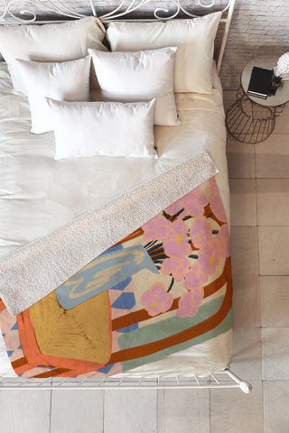 sandrapoliakov FLOWERS ON A CHAIR Fleece Throw Blanket