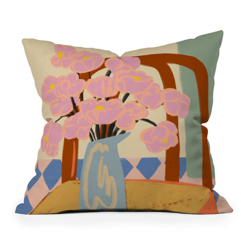 sandrapoliakov FLOWERS ON A CHAIR Throw Pillow