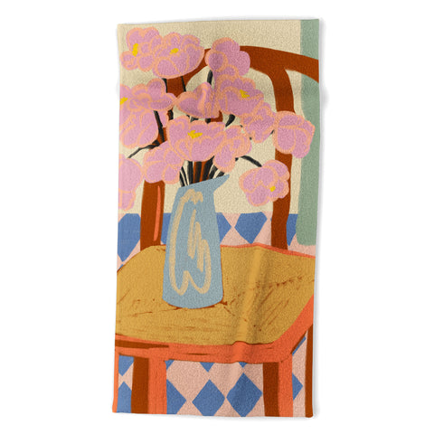 sandrapoliakov FLOWERS ON A CHAIR Beach Towel