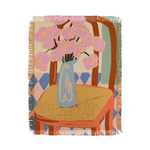 sandrapoliakov FLOWERS ON A CHAIR Throw Blanket