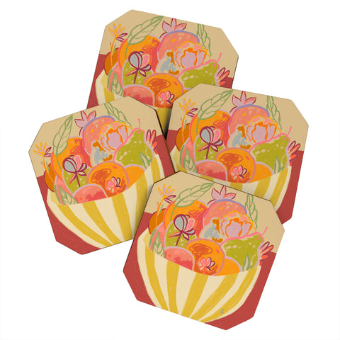 sandrapoliakov FRUIT AND FLOWER BOWL Coaster Set