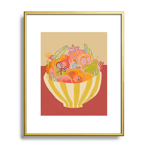 sandrapoliakov FRUIT AND FLOWER BOWL Metal Framed Art Print