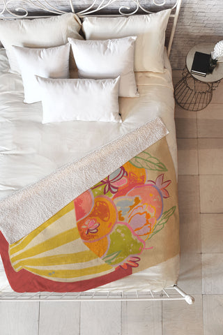 sandrapoliakov FRUIT AND FLOWER BOWL Fleece Throw Blanket