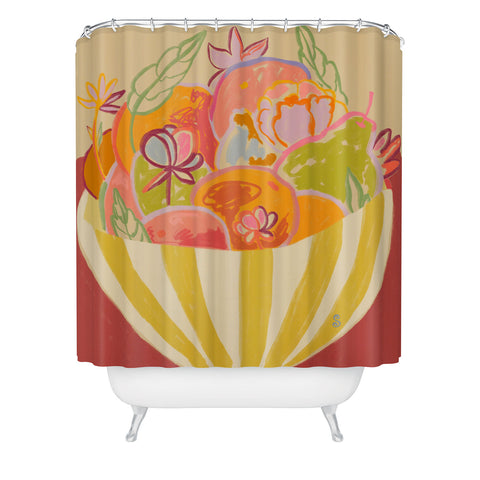 sandrapoliakov FRUIT AND FLOWER BOWL Shower Curtain