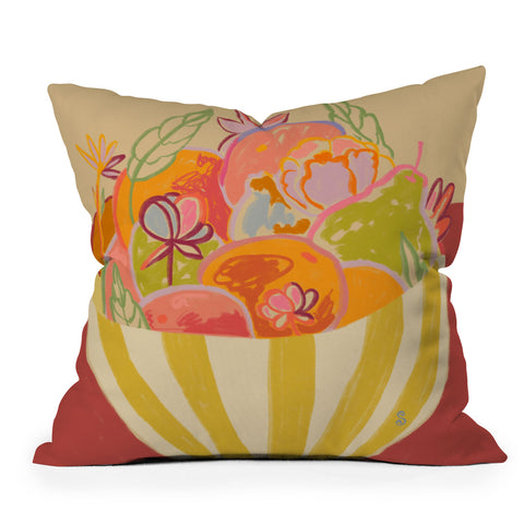 sandrapoliakov FRUIT AND FLOWER BOWL Outdoor Throw Pillow