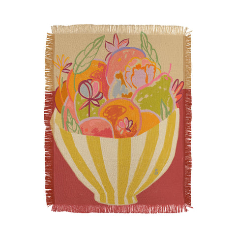 sandrapoliakov FRUIT AND FLOWER BOWL Throw Blanket