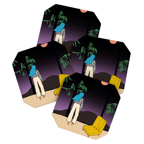 sandrapoliakov FULL MOON MOUNTAIN Coaster Set