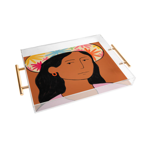 sandrapoliakov GIRL IN A HAT Acrylic Tray
